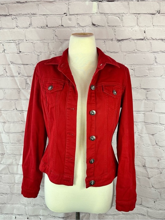 Baccini Jackets & Blazers - Baccini Red denim Jean Jacket women S boho western inventive layering casual
